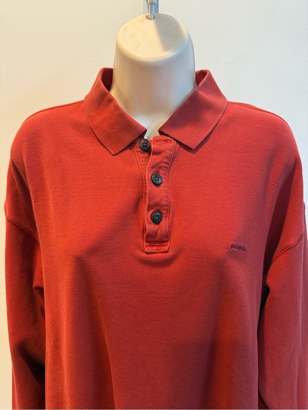 Patagonia Men's Long Sleeve Polo Brick Red Organic Cotton Shirt Size L